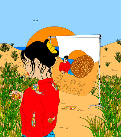 Slug life adobe beach editorial illustration illustrator motivation paint popart slow slug stayhome