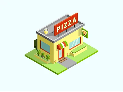 Isometric Pizza Place adobeillustrator cartoon digitalart flatdesign illustration isometric isometric art isometric design isometric illustration isometry lineart pizza pizzaplace vector vectordesign