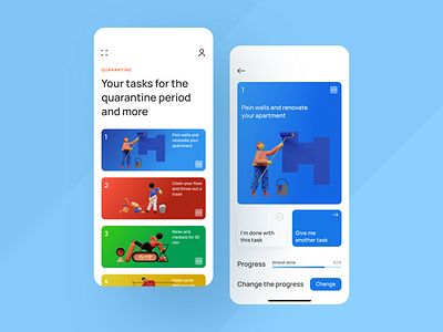 Quarantine Tasks App app application cells clean design figma flat grid design ios mobile quarantine quarantine app quarantine task task ui ux