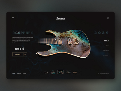 Product page creative design dark mode dark ui design figma graphic design guitar interface page presentation product page redesign ui uiux user experience user interface ux web design web interface website