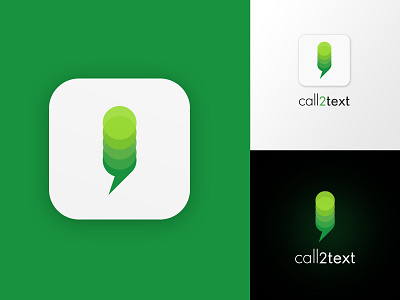 call2text app branding design flat green icon logo minimal startup vector