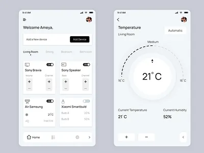 Smart Home Control app brand clean clean design clean ui design simple ui uidesign
