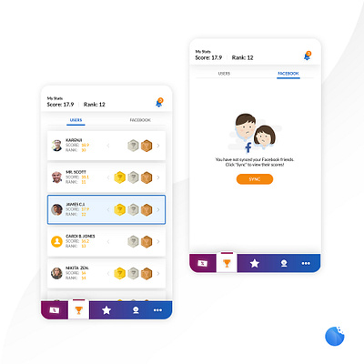 Leader Board UI app brand design facebook icons leaderboard ranking syncing ui uiux