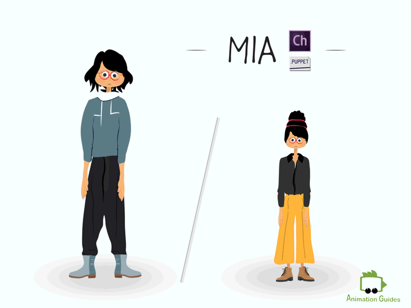 Mia- Female Puppet for Adobe Character Animator ai animation character character animation character animator character design customizable download female female character flat girl illustration puppet puppets vector woman