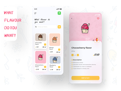 Ice Cream 2020 design 2020 trend android app app design branding clean design clean ui cold figma flat flavours ice ice cream ios app minimal mobile app popular sketch ui ux