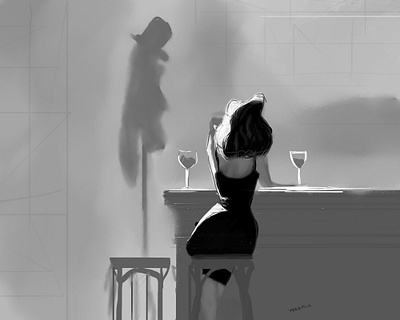 And waiting digital art digital painting lady painting photoshop wacom waiting