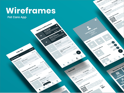 Wireframes Pet Care App animals app appdesign application design graphicdesign pet pet care ui uidesign uiux user userexperience userinterface ux uxdesign wireframe wireframe design wireframes wireframing