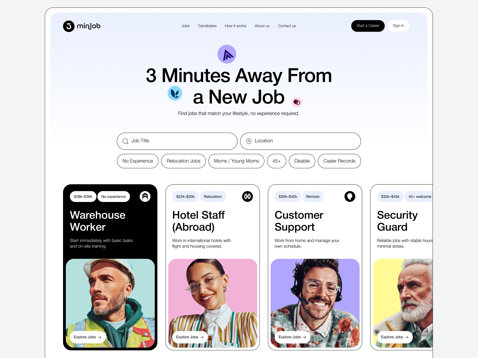 Landing Page - Job Search Platform branding chart color colorful design illustration job job application jobs landing page typography ui ux web website