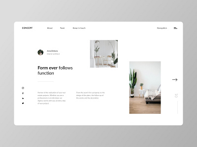 Interior architecture agency layout clean design interface landing landing design landingpage minimal minimalist modern simple ui uidesign white white space