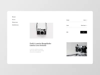 Vintage camera shop layout camera clean design hero interface landing minimal minimalist modern shop shopping cart simple ui uidesign white whitespace