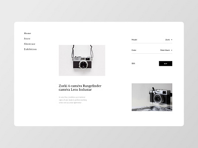 Vintage camera shop layout camera clean design hero interface landing minimal minimalist modern shop shopping cart simple ui uidesign white whitespace