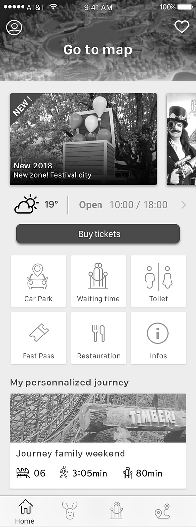 Homepage application leisure park application leisurepark mobile mobile first ux ux design wireframe