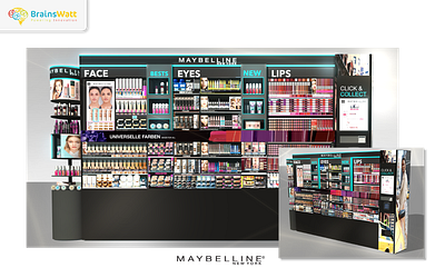 Store display 3d cosmetics design display rendering sketchup