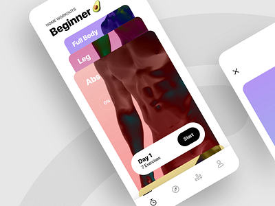 #22 Home Workout 3d after effects animation app clean excercise interaction interactive interface microinteraction mobile ui ux ui workout