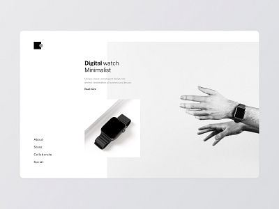 Digital watch landing blackandwhite clean concept landing landingpage layout minimal minimalism minimalist product shop simple white whitespace