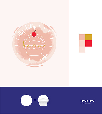 itty bitty logo design ai art branding cake cake studio design flat icon identity branding identity design illustration illustrator logo logo desgin logodesign minimal ping logo pink studio vector