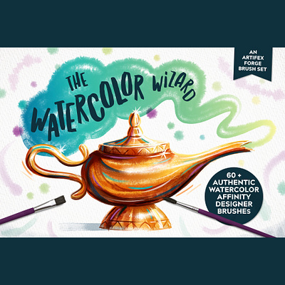 The Watercolor Wizard affinity affinitydesigner brush brushes genie lamp post smoke watercolor watercolour
