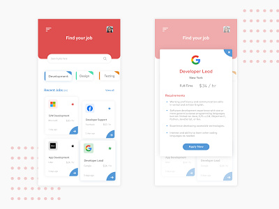 Job Finder App - New Design app concept app design app designer application design design job development job google job job app job finder job list job portal jobs mobile uidesign