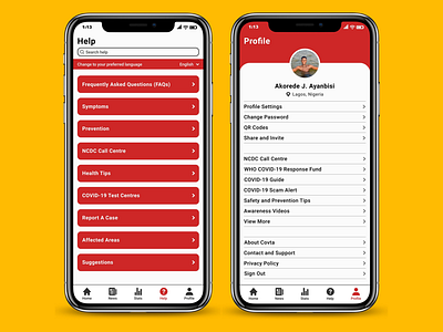 Coronavirus Tracking App (Help & Profile Screen‬) app coronavirus coronavirusapp covid19 design developer healthapp product tech ui uidesign uiux userexperience userinterface ux uxdesign