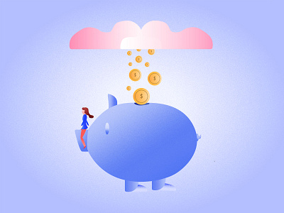 Quarantine Savings art concept design financial fun grain texture illustration money app pig saving texture ui vector