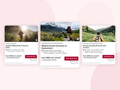 Hiking Tours Card Design travel ux ui visual design webdesig