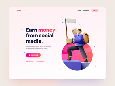 Landing Page Hero 3d 3d illustration blender bold c4d card clean colorful gradient hero image home homepage illustration landing landing page ui ux vibrant color web website