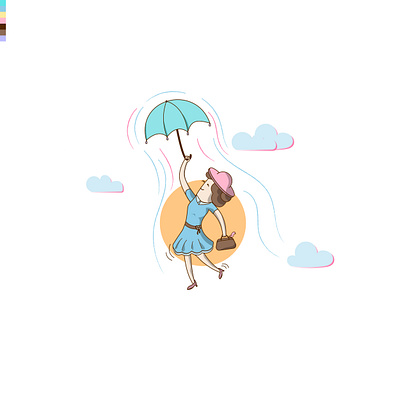 Mary Poppins and the umbrella flight cover design dribbble fly illustration illustrator marypoppins solopovdesign umbrella vector