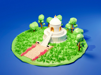 Low poly version of world peace stupa 3d 3dillustration b3d blender lowpoly lowpolyart nepal