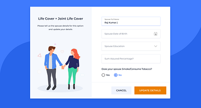 Life Cover + Joint Life Cover design insurance popup redesign term life ui