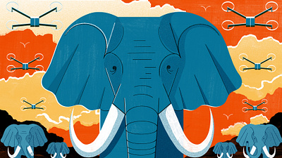 Can AI Drones Save Africa s Elephants - Culture Trip animals colour design editoral editorial illustration elephants illustration print travel