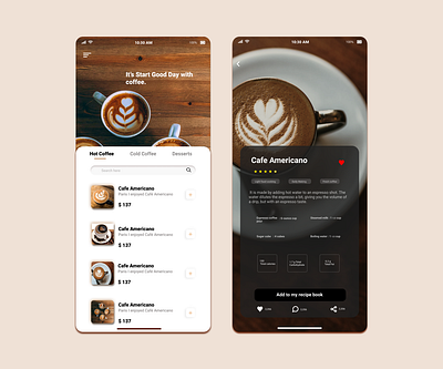 Cafe Coffee app app design branding card coffee bean creative design dailyui design layoutdesign online app online store passionate photoshop recipes typography ui ux website