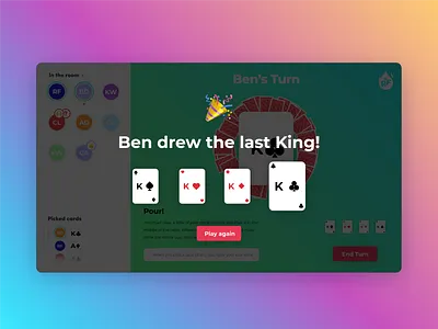 Ring Of Fire - End of game screen app brand branding cards online concept coronavirus covid 19 design digital drinking game game ui gamification logo online players ringoffire ringoffire.io ui ux web