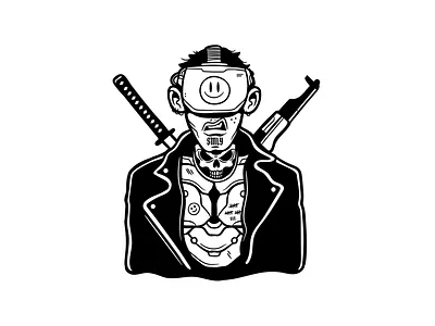 Smiley - Futuristic Thug bad guy character design cohen gum dystopian future futuristic gang gang member thug vector design vector illustration