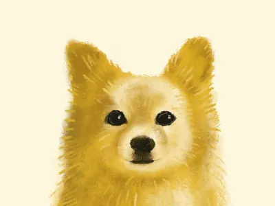 Pup Portrait - Bean dog illustration portrait procreate texture