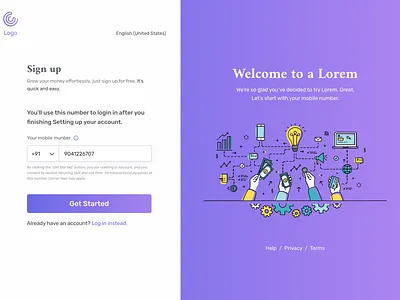 Sign Up Page illustration ui ux website