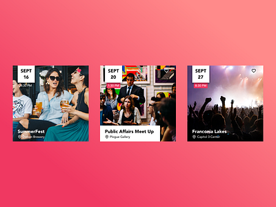 Event Listing 070 card dailyui design event event branding event listing events phone ui ux