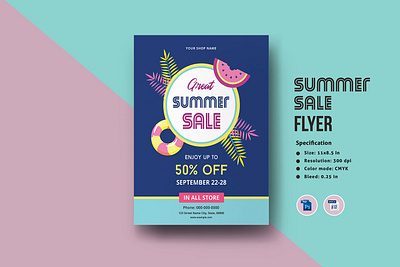 Summer Sale Flyer flyer template flyers ms word multipurpose photoshop template sale flyer shop sale store business summer sale summer sale flyer