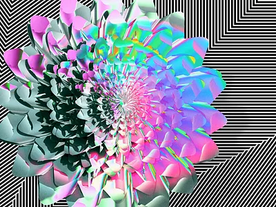 Spring flower — An artwork collage of 3D + computational art 3d c4d colors computational art design drawbot flower python