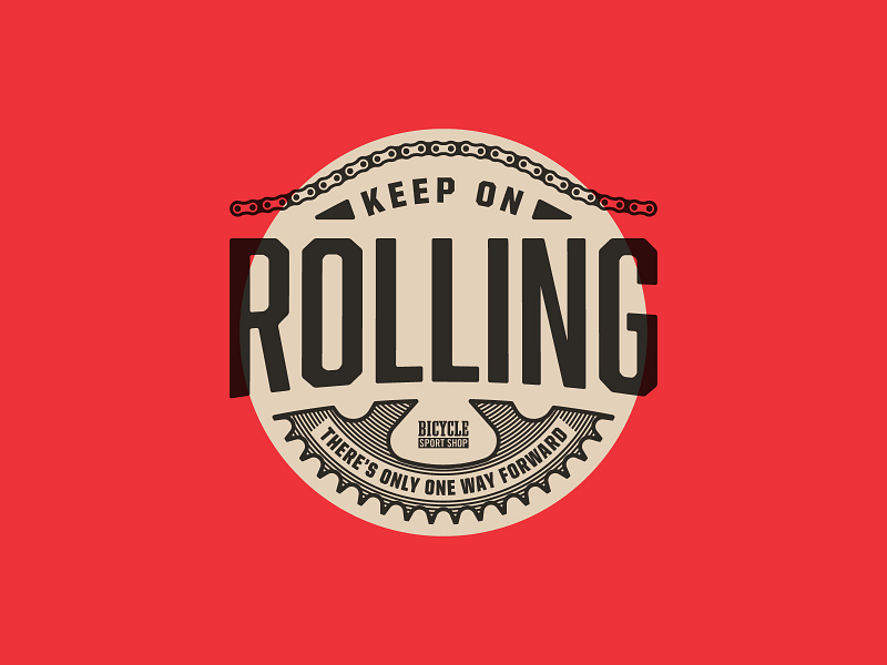 Keep on Rolling abolition bicycle bike chain crank t shirt design type