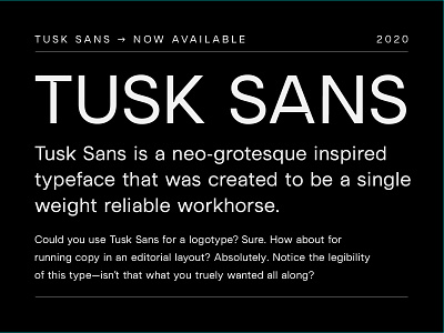 Tusk Sans customtype font grotesque lettters neogrotesque sans sansserif tusk tusk sans typeface typography