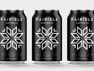 Fairisle Coffee Co - Cold Brew beverage branding can cold brew coffee coldbrew colorado drink food geometric illustration lockup logo modern packaging pattern snowflake symbol typogaphy