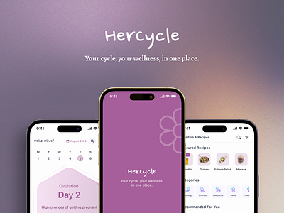 HerCycle - Menstrual/Period Tracker calendar figma healthcare menstrual cycle menstrual tracker menstruation nutrition period tracker ui