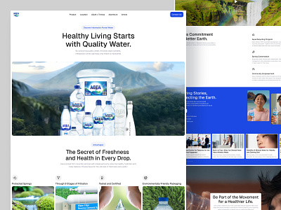 Redesign Aqua Landing Page aqua company profile compro diet ecommerce food health healthy food le minerale mountain nutrition product seller suplement vit vitamin water web design