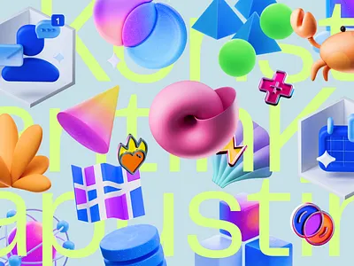 Mishmash 3d acid app c4d collage colorful icon illustration rainbow trendy universe vibrant web