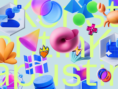 Mishmash 3d acid app c4d collage colorful icon illustration rainbow trendy universe vibrant web