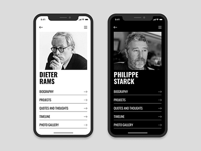 Minimalist App UI - WIP black and white clean design clean ui dieter rams minimalist mobile starck type typography ui