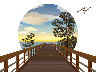 Happy Place design drawing florida happyplace illustration pier poster sandestine