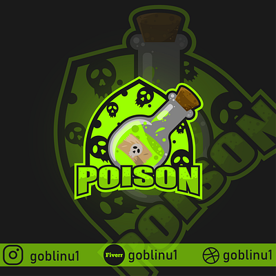 Poison Mascot Logo artwork brand design branding characterdesign design digitalart esportlogo esports gaming gaminglogo glass green illustration logo mascot mascotlogo poison skull logo toxic