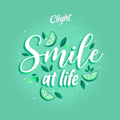 Clight, Smile at life brush design drink green illustration leaf leaves lemon nature photoshop