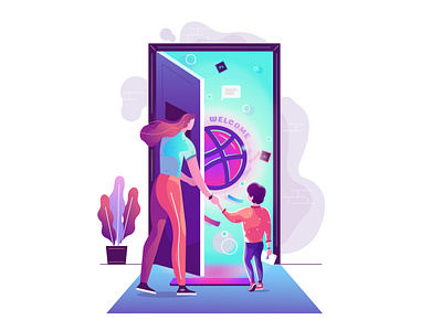 Enter to the new world abstruct art direction background brand color concept design dribbble gridlab gridlab design illustration tranding